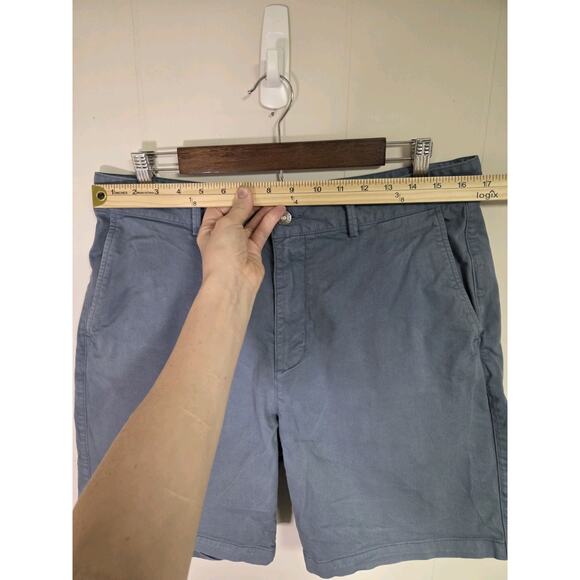 Men's Blue Flat Front Shorts - Picture 5 of 7